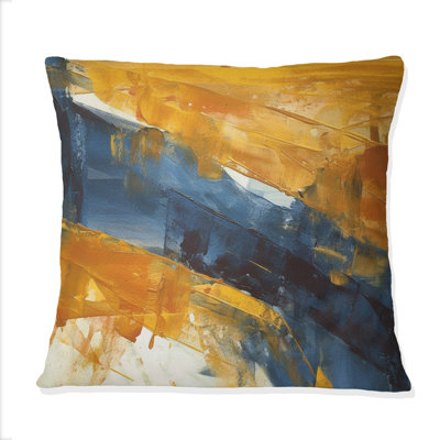 Evening Glow Abstract Orange and Royal Blue I - Coussin décoratif avec peinture abstraite