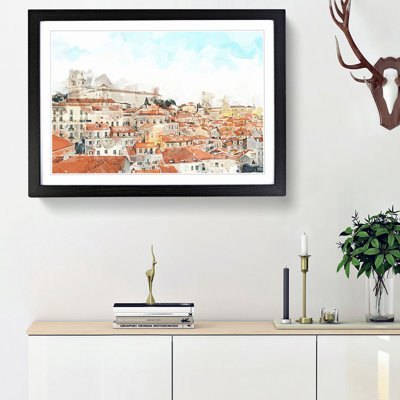 Alfalma Lisbon Portugal Skyline in Abstract - Framed Print