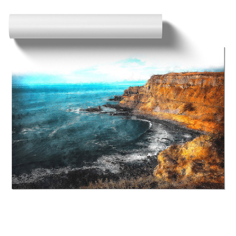 Giants Causeway Northern Ireland Painting - Frameless Print, 30cm H x 42cm W x 0.1cm D