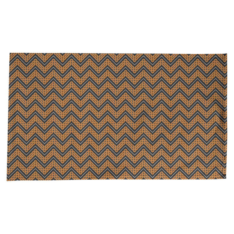 Nappe à chevrons à la main classic Stephenie, Orange / Noir / Blanc