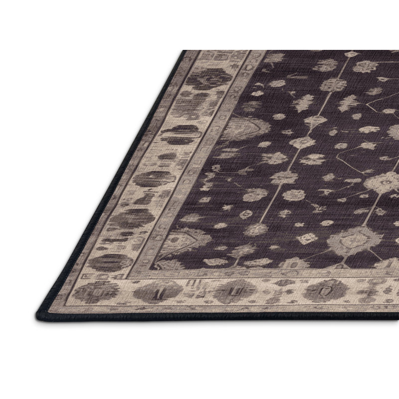 Tapis noir surteint lavable à la machine, Rectangulaire 2 pi x 4 pi