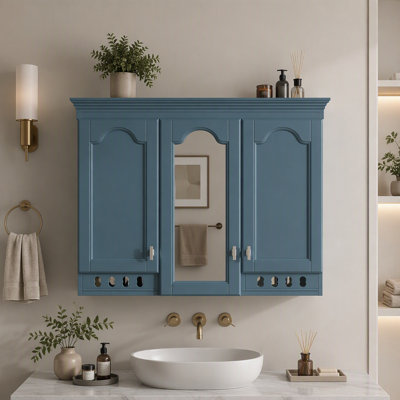 35-Inch Wall-Mount All-in-One Mirror Cabinet with Adjustable Shelves & Soft-Closing Hinges