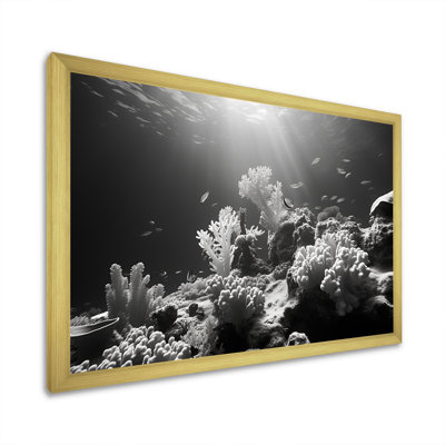 «Black and White Coastal Corals I - Beach & Ocean», reproduction d'art sur toile