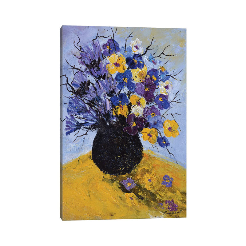 Pansies And Cornflowers by Pol Ledent - Wrapped Canvas Print, 20.32 cm H x 30.48 cm W