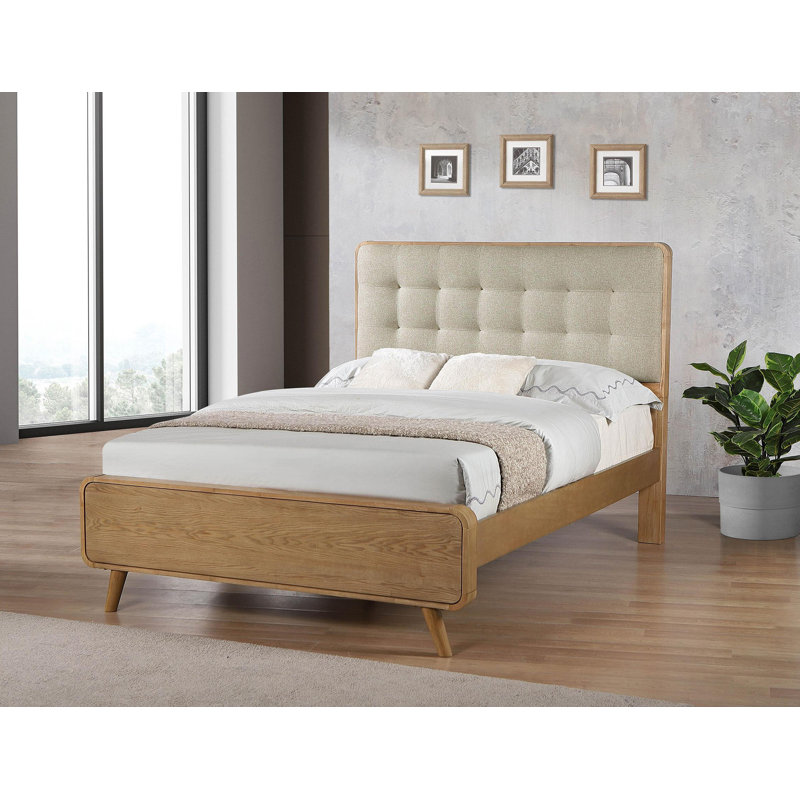 Lit plateforme en bois de frêne clair, Double