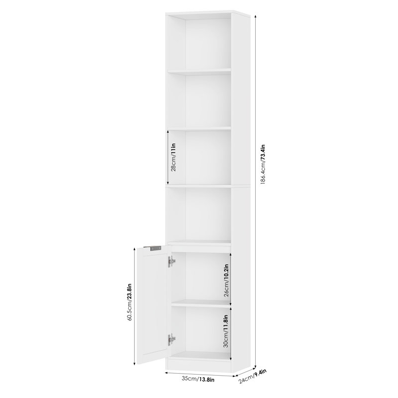 Bibliothèque 73,3 "H Slim, Blanc
