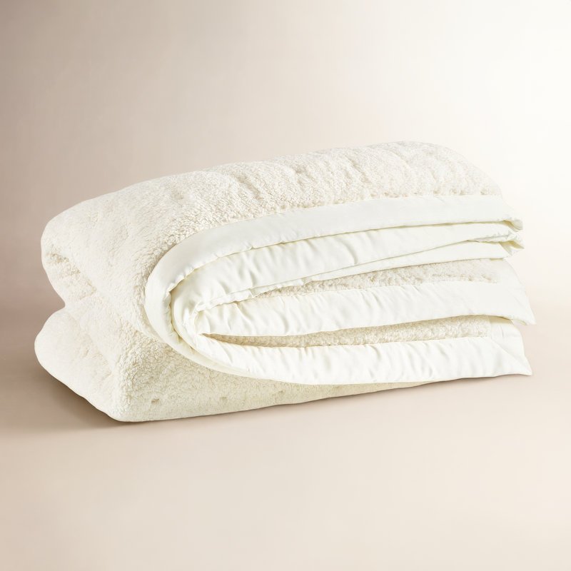 Marshmallow Fleece Grey Puff, King Quilt, Ivory