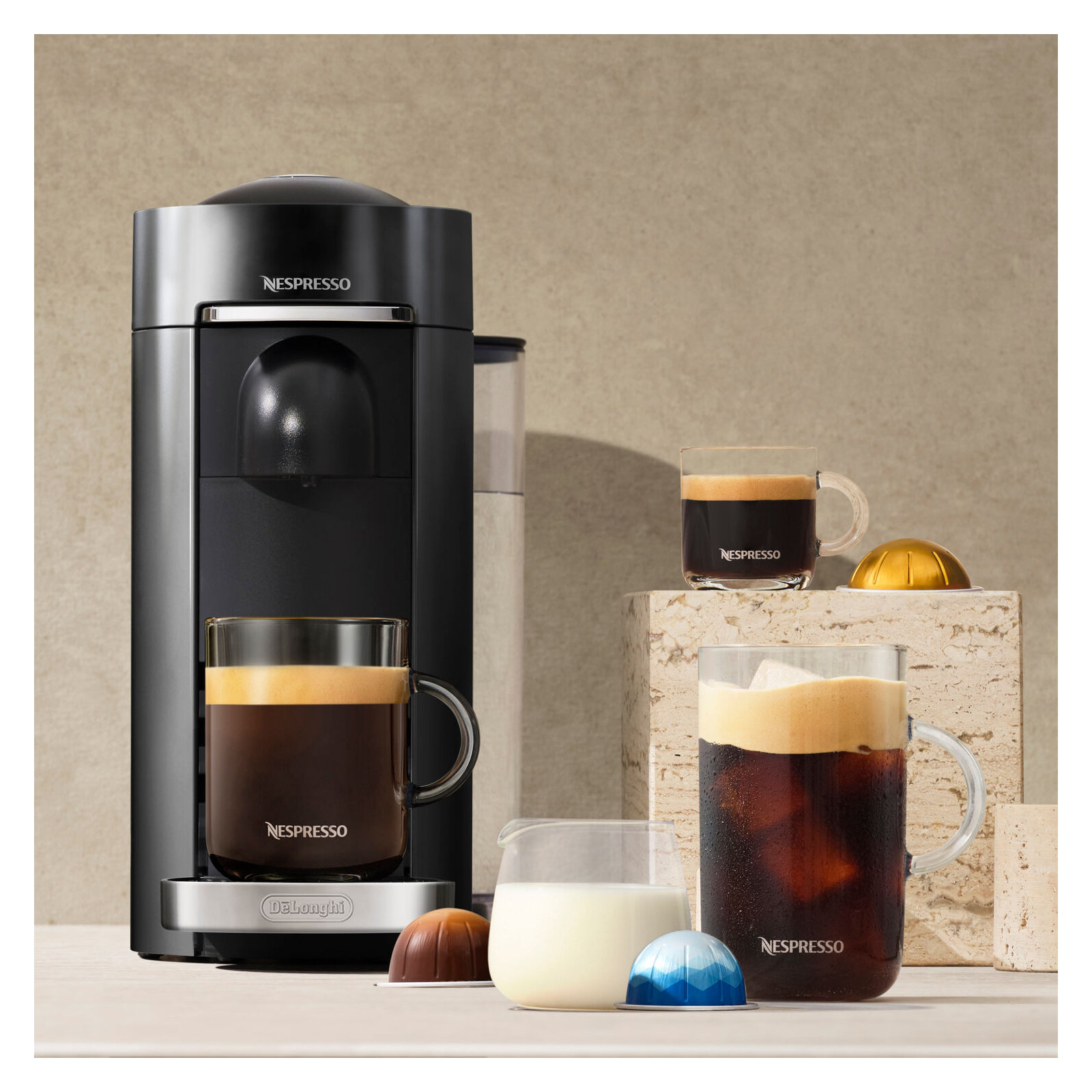 Nespresso VertuoPlus Deluxe Coffee and Espresso Maker by De'Longhi, Black