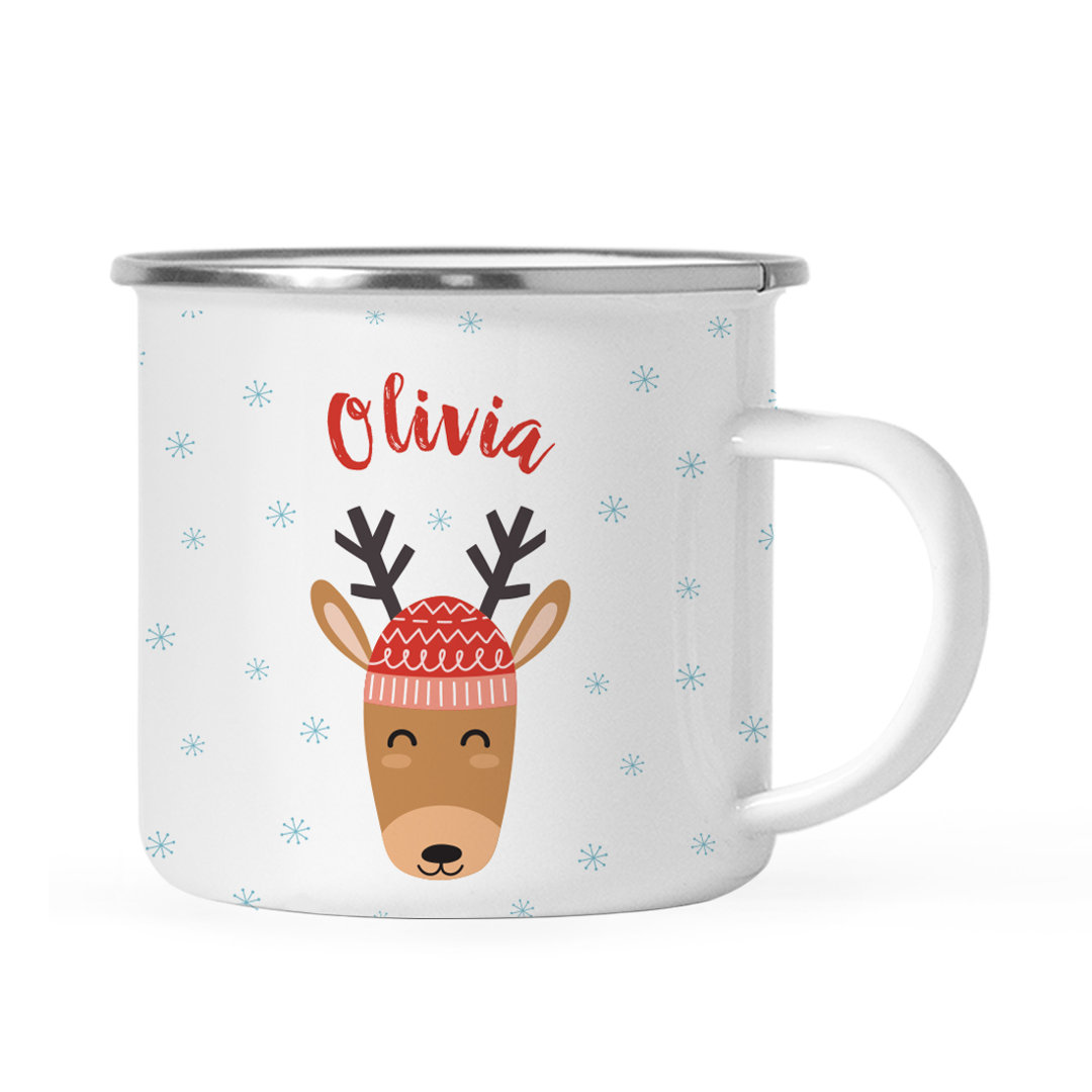 Keila Personalized Christmas Hot Chocolate Campfire Gift Reindeer with Hat Coffee Mug The Holiday Aisle® 