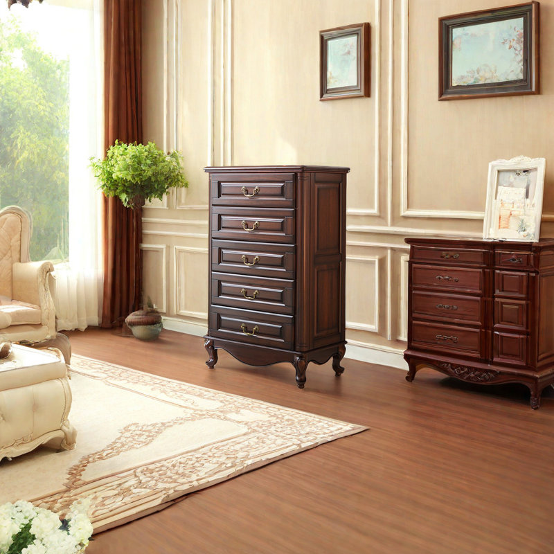 Simple Retro Style Teak Entrance Cabinet Solid Wood Accent Chest
