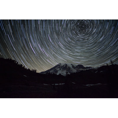 Star Trails Over Mount Rainier by TheDman - Wrapped Canvas Print