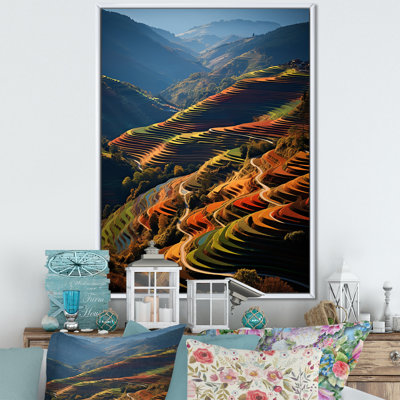 «Scenic Vineyard Mosaic Field», reproduction d'art mural paysage et nature