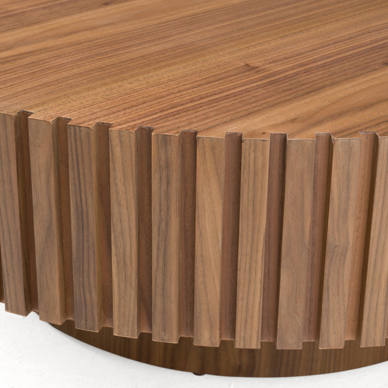 Hamsa - Table basse ronde moderne, H 15,75 po x L 39,4 po x l 39,4 po, Noyer