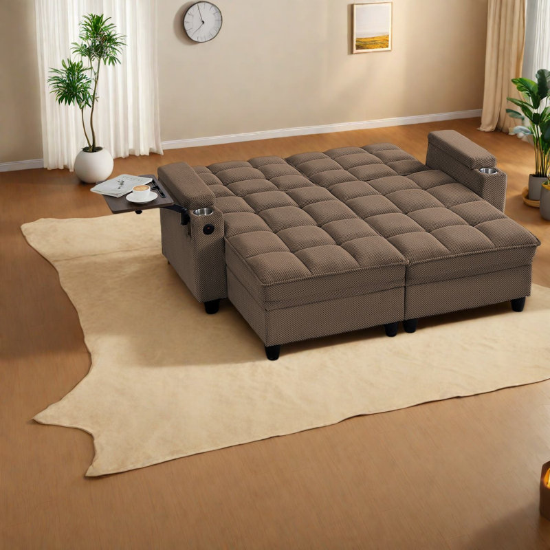 Multifunctional Sofas With Storage, Wood Frame Modern Sofa Bed For Home