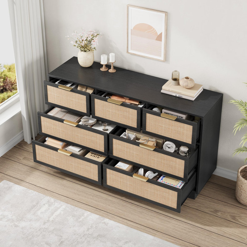 Commode 7 tiroirs Modern, Noir