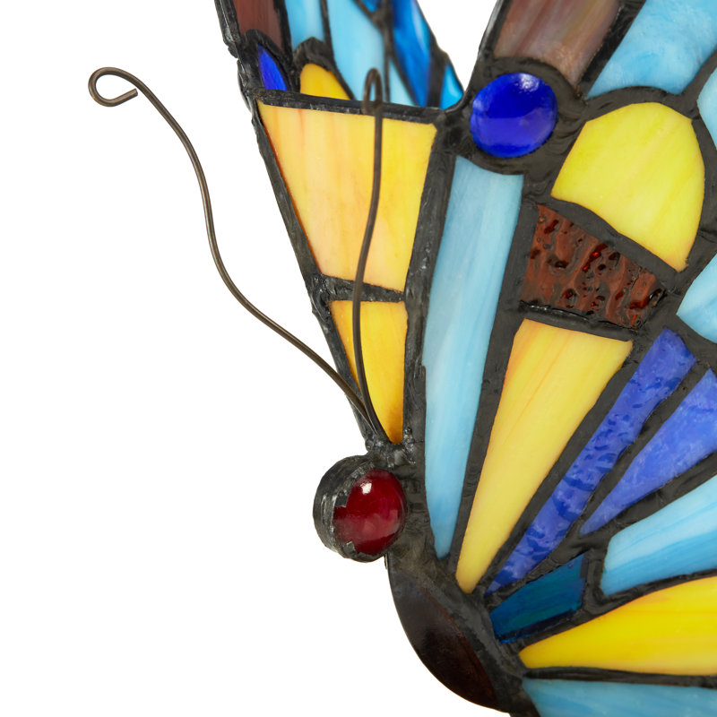 Cristobal 9"H Colourful Butterfly Stained Glass Novelty Light