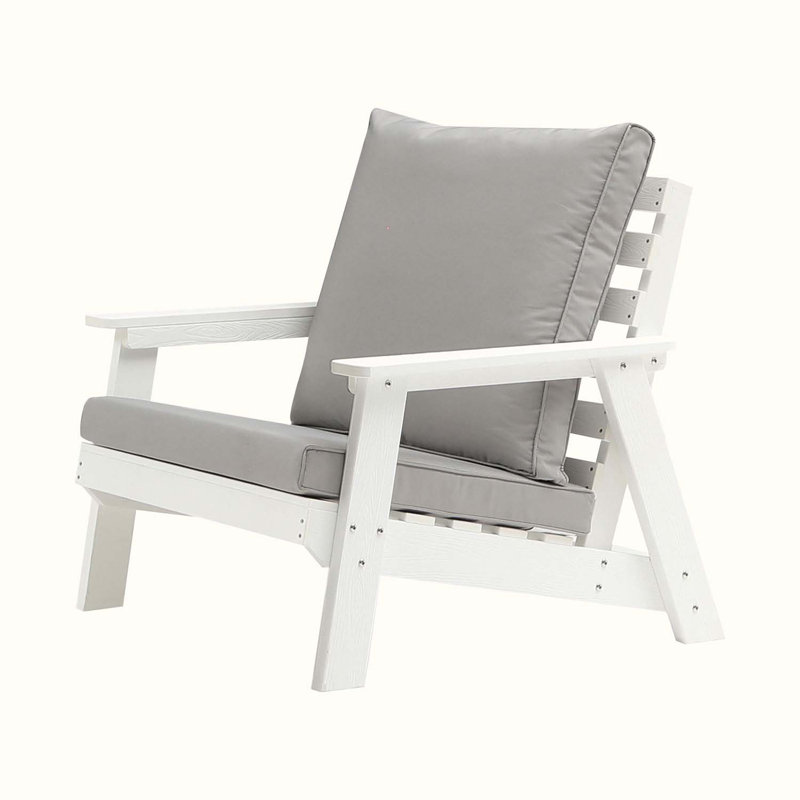 Chaise de patio avec coussins Conlley, Gris / blanc