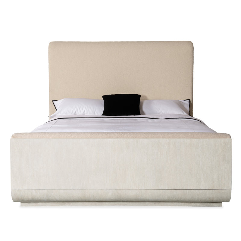 Modern Mood Mood Upholstered Panel Bed, Très grand lit, Light Wood/Diamond/Inverness Natural