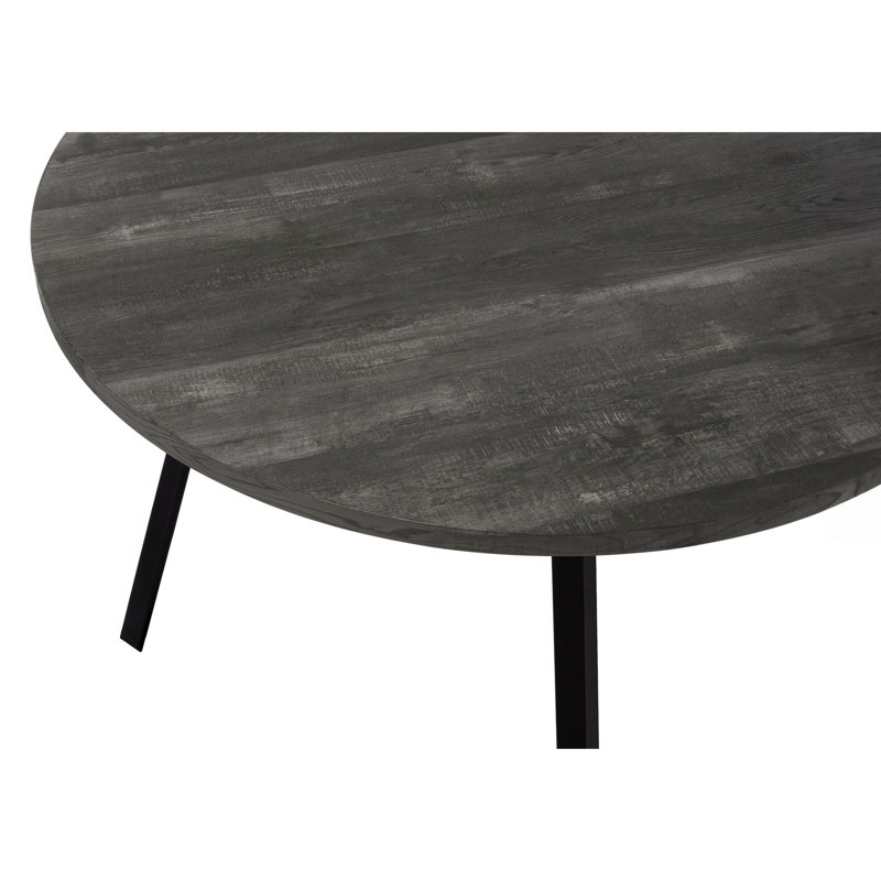 Harry Dining Table, 47 Inch Round Laminate Top, Black Metal Base, Black
