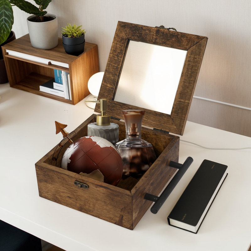 Boîte de rangement décorative avec couvercle à charnière Firwood, H 3 po x l 8 po x P 7 po