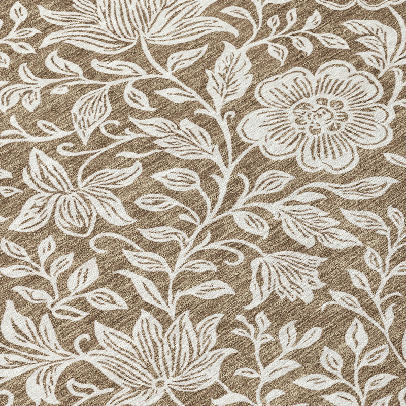 Machine Washable Indoor/Outdoor Chantille ACN2572 Floral Rug, Mocha, 5' x 7'6"