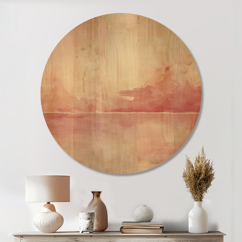 Décoration murale bois rond Blush Cloud Horizon - Nature, Rond 23 po, Round