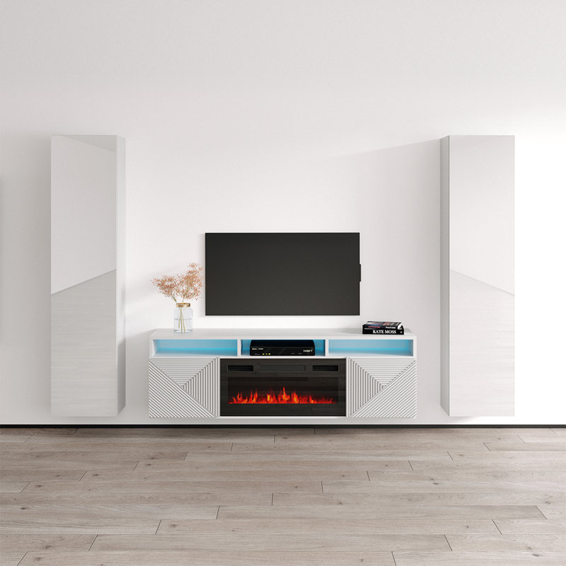 Meuble audio-vidéo flottant blanc Gizeh, Blanc