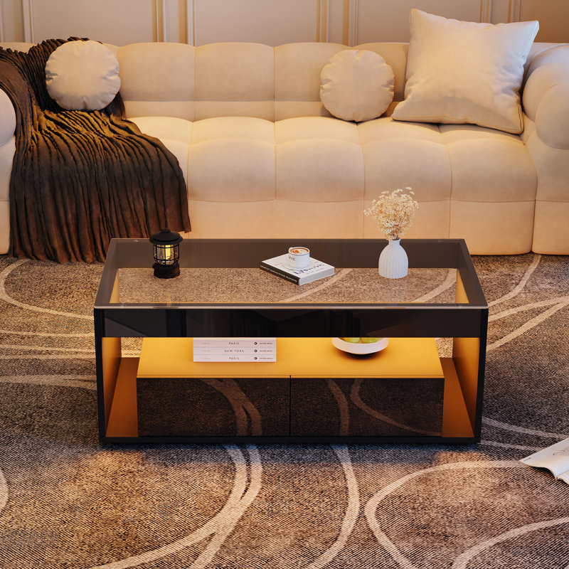 Coffee Table with Storage, Black