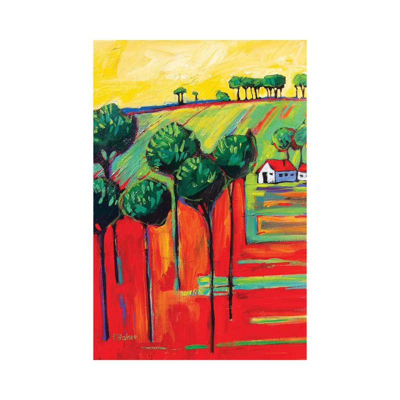 «Fauve Landscape II» par Patty Baker - peinture sur toile tendue, H 40 po x l 26 po x P 1,5 po