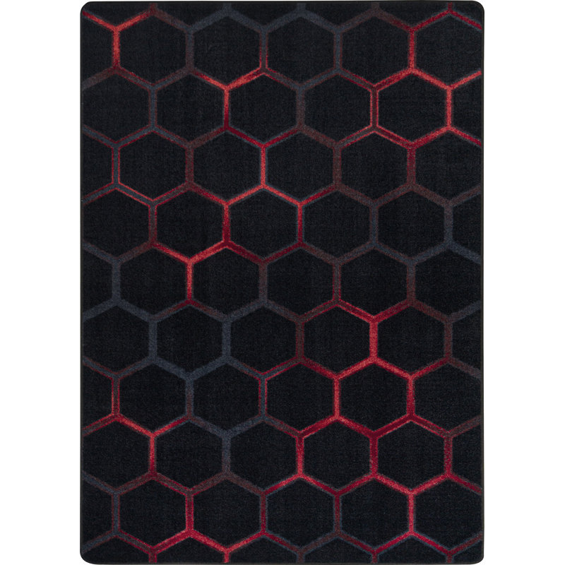 Geometric Machine Tufted Nylon Rug, Rectangle 5'4" x 7'8"