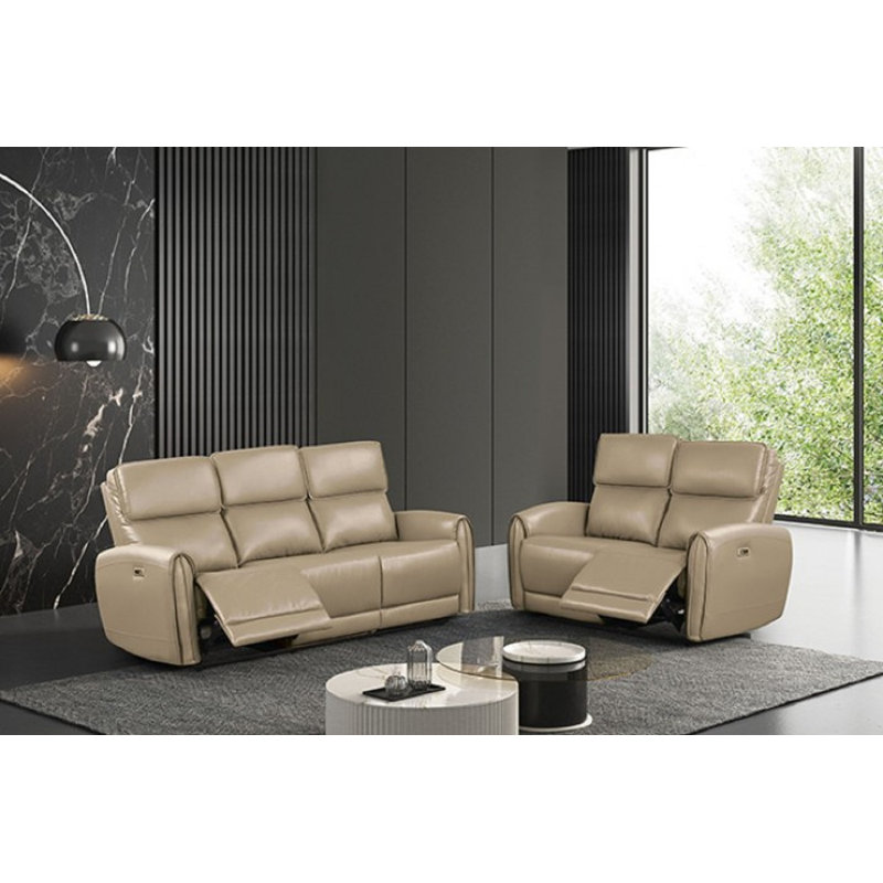 Ensemble de canapés électriques 2 pièces Zaragoza avec chargeurs USB intégrés, Beige