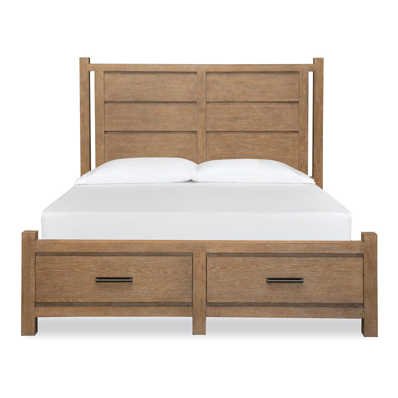Grand lit avec panneau de rangement Wilmot, Grand, Brun Sierra