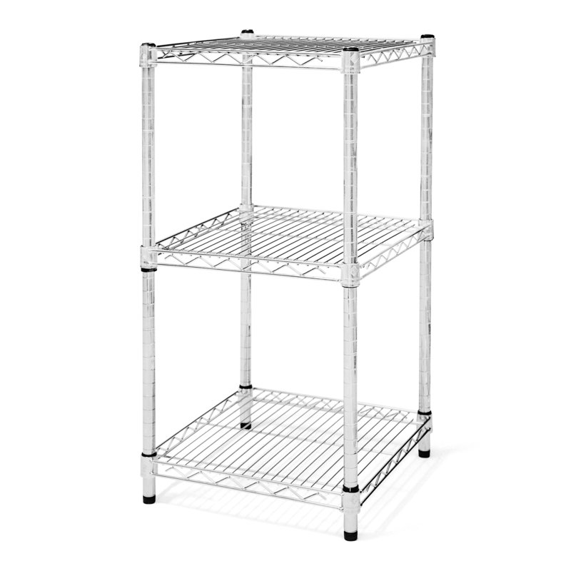 Shelving Inc. P 24 po x l 24 po x H 34 po Étagère en fil de chrome avec 3 tablettes à trois niveaux, capacité de poids de 800 lb par tablette