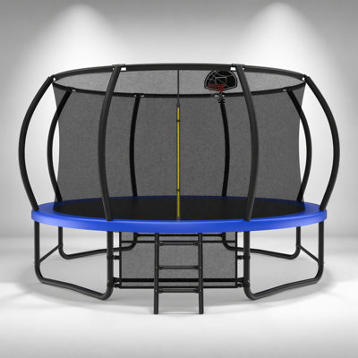 Trampoline 14 pi avec enceinte et échelle, enduit antirouille, approuvé ASTM pour un amusement extérieur sécuritaire pour les enfants
