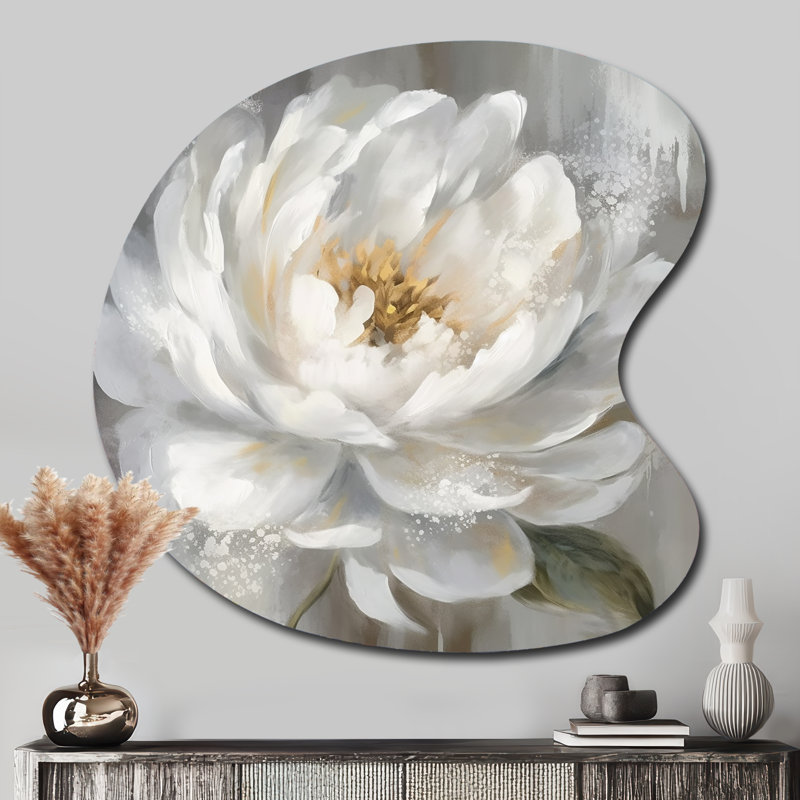 Surette - pivoines de forme unique, reproduction de sculpture murale asymétrique en métal, H 33 po x l 33 po