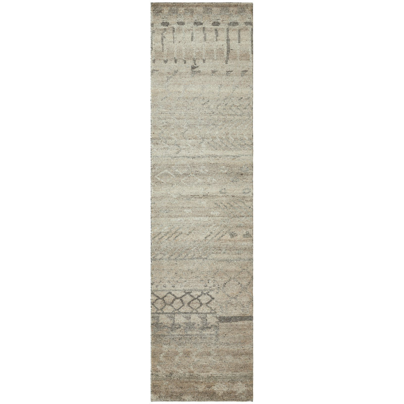 Nomad Haven Wool Hand Knotted Area Rug in Sandstone, 2'6" x 10'