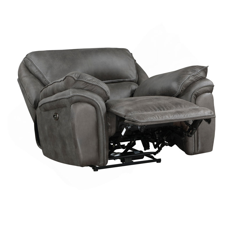Fauteuil inclinable électrique moelleux de conception moderne de salon en microfibre grise avec port USB et cadre en bois massif 1pc