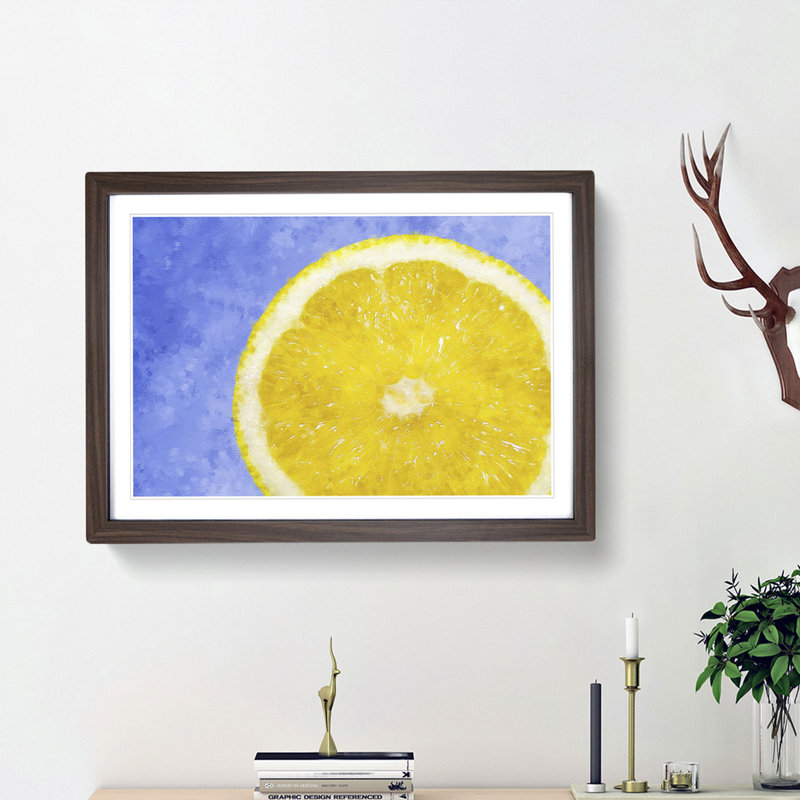 Lemon Slice - Picture Frame Painting Print, 33cm H x 45cm W x 2cm D, Walnut Framed