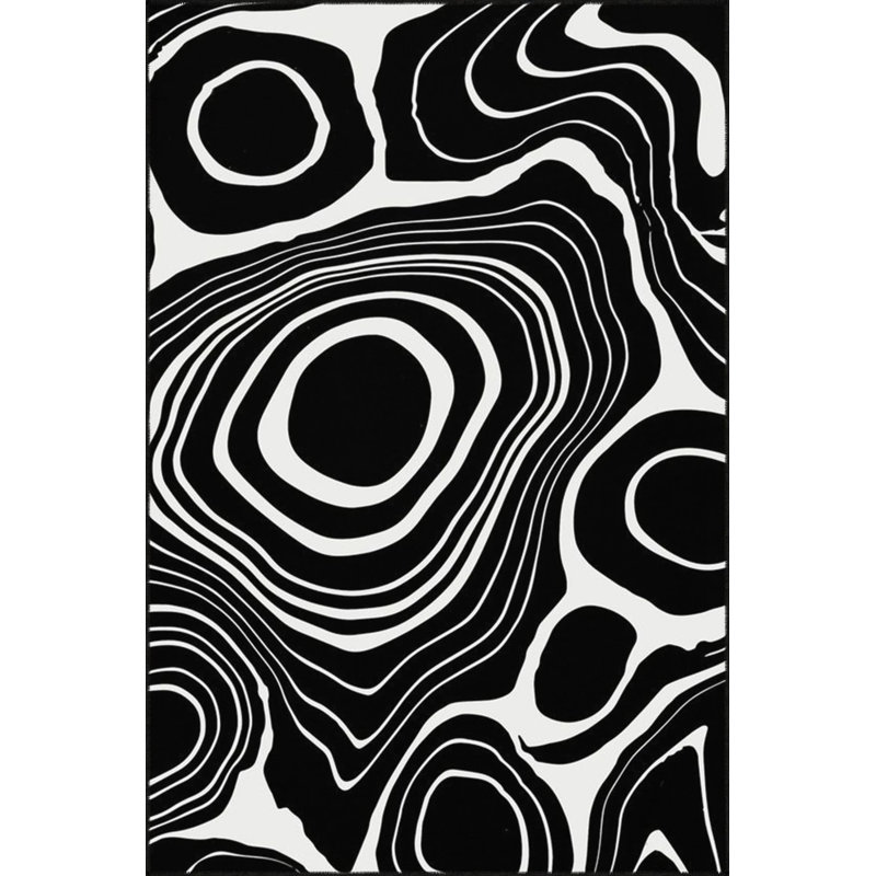 Black Infinite Themed Patterned Modern Decorative Carpet And Washable Carpet, Rectangle 2'4" x 4'