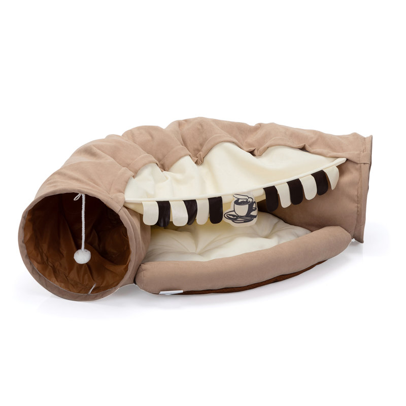 Lit tunnel lavable pour chat pour chats d'intérieur, avec matériau et suspension gaie, coussin, intérieur pliable des chats, confortable