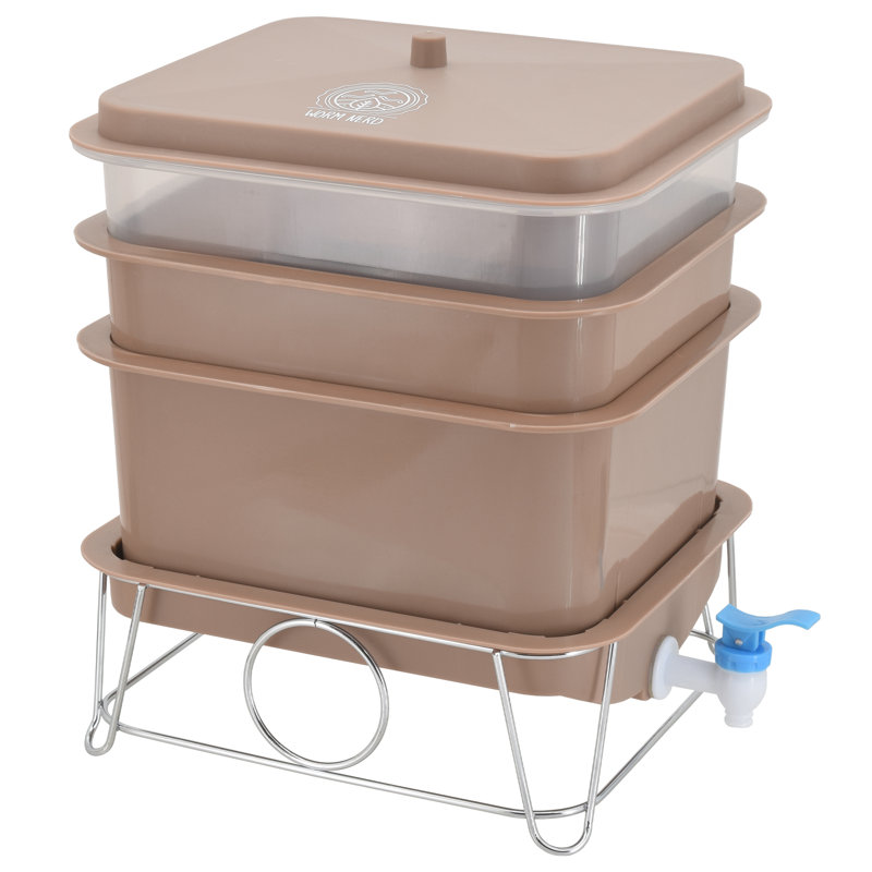 4 gallons Bac à vers en plastique, Brun clair