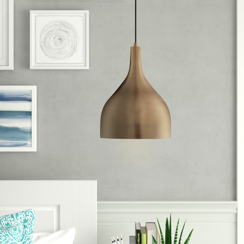 Bellingham 1 - Light Single Pendant, 16.38" H x 12" W x 12" D, Burnished Brass