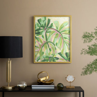 «Expressive Palms I», reproduction encadrée - bois massif