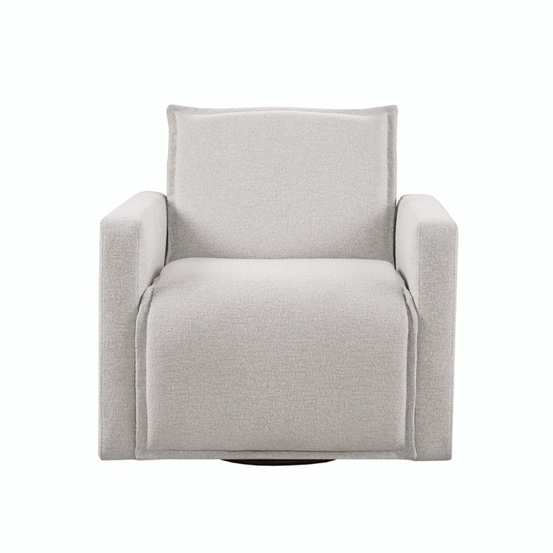 Fauteuil pivotant de 33 po de largeur, fauteuil d'appoint et fauteuil de salon avec structure en bois franc Donnitta