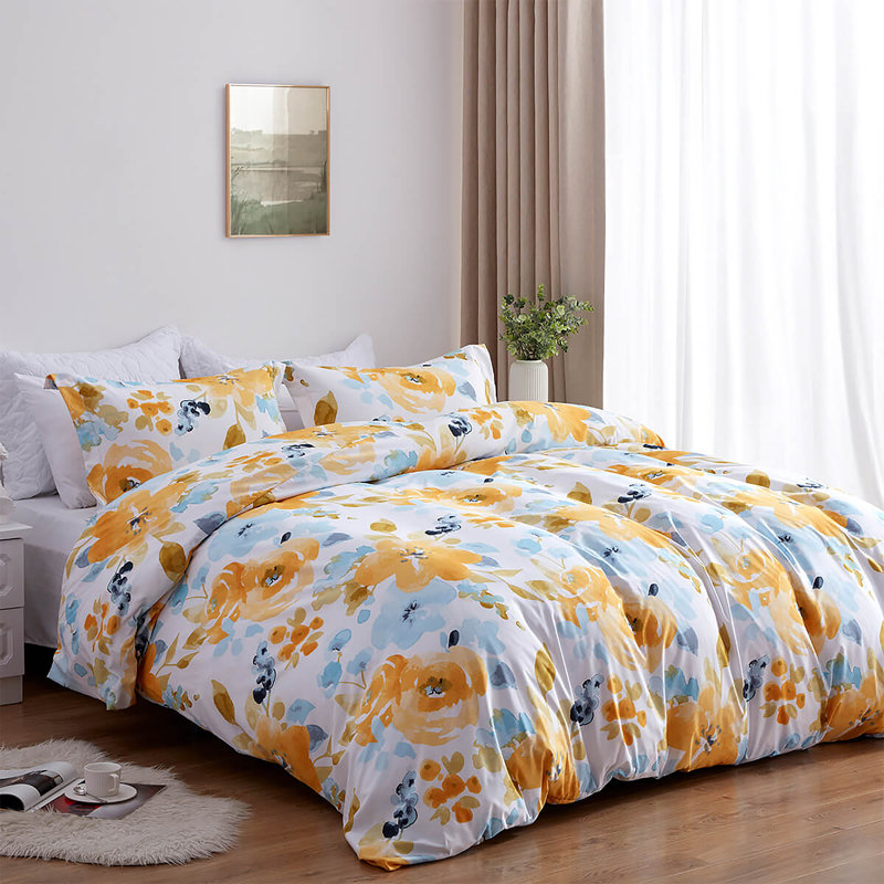 Floral Duvet Cover, Twin Duvet Cover + 1 Sham