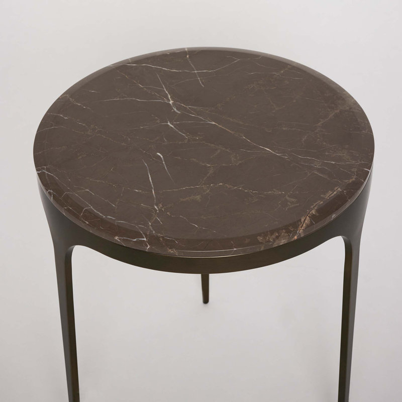 Camilla Marble End Table, Matte Black, Terra Brown, 22" H x 20" W x 20" D