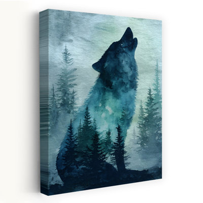 Reproduction d'art contemporain abstrait loup bleu