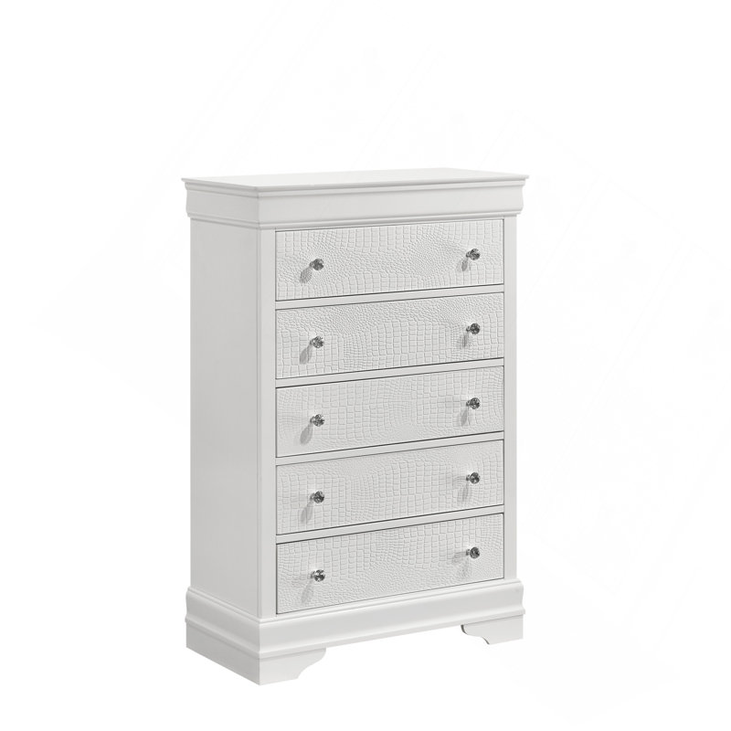 Commode 5 tiroirs Blaze, Blanc