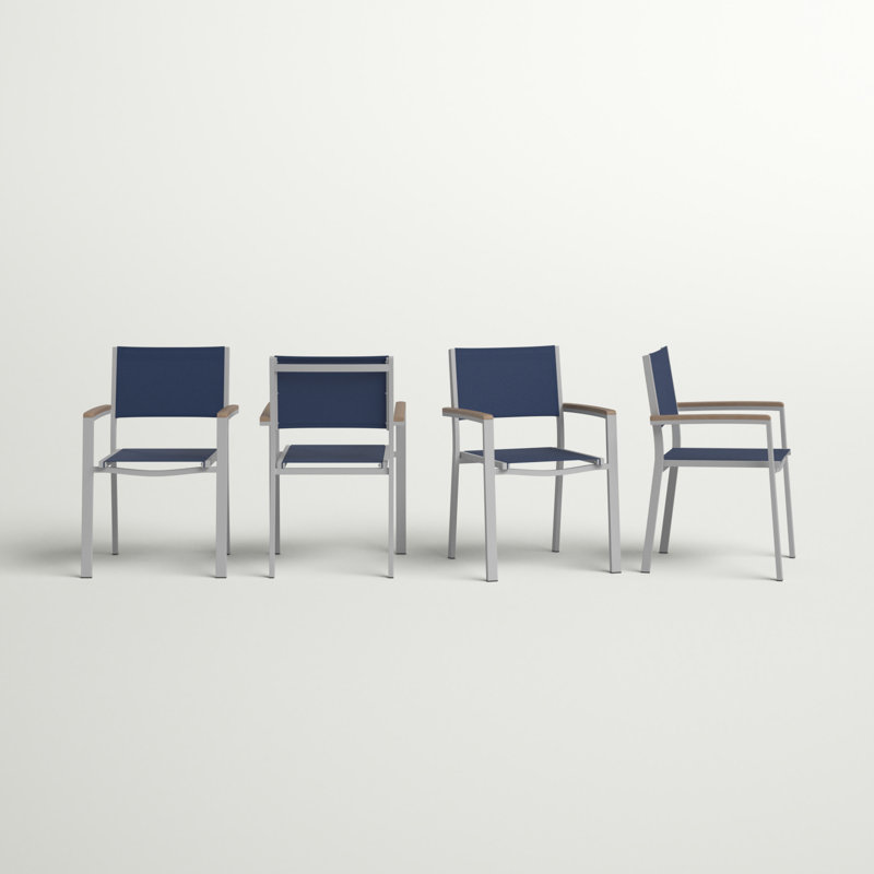 Fauteuil de patio empilable Travira, Stylo à encre, Flint, Tekwood rétro