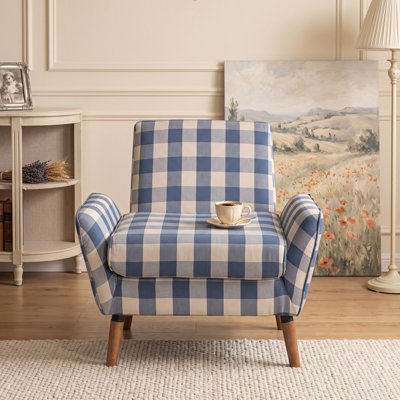Fauteuil d'appoint rembourré avec pieds en bois d'hévéa